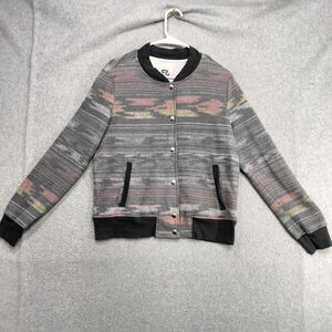 SOL Los Angeles Bomber Jacket Womens Size S Multi Striped Snap Down Aztec USA
